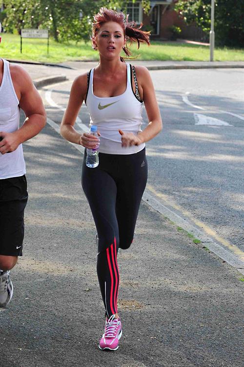Amy Childs out jogging in Essex on August 1, 2011