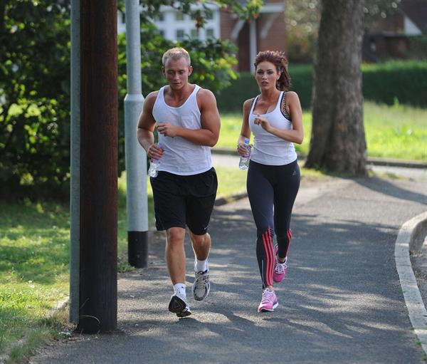 Amy Childs out jogging in Essex on August 1, 2011