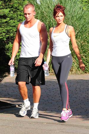 Amy Childs out jogging in Essex on August 1, 2011
