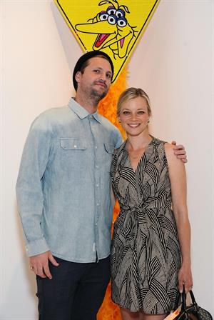 Amy Smart Neff Headwear 7th letter Sesame Street art exhibit on April 27, 2012