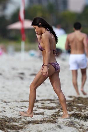 Arianny Celeste bikini candids on a beach in Miami on February 16, 2012