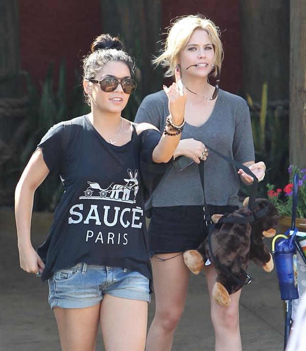 Ashley Benson and Vanessa Hudgens at Busch Gardens in Tampa Bay on March 3, 2012