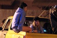 Ashley Benson and Vanessa Hudgens film Spring Breakers Florida on March 15, 2012