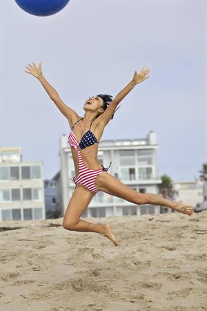 Bai Ling American-flag Bikini On Beach Los Angeles (10/04/12) 