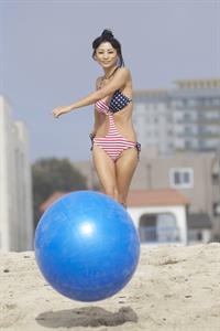 Bai Ling American-flag Bikini On Beach Los Angeles (10/04/12) 