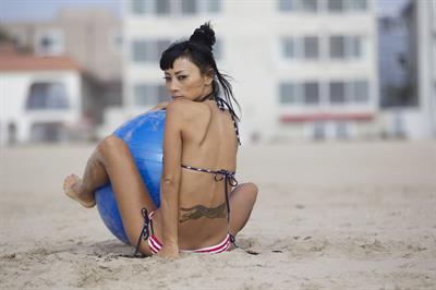 Bai Ling American-flag Bikini On Beach Los Angeles (10/04/12) 