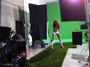 Catrinel Menghia - filming Fiat 500 Abarth ad  