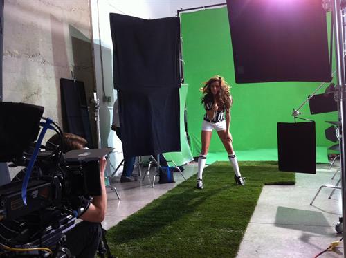 Catrinel Menghia - filming Fiat 500 Abarth ad  