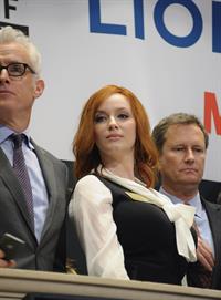Christina Hendricks opening bell of New York Stock Exchange on March 21, 2012