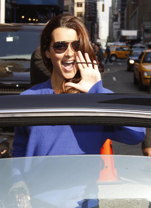Cote De Pablo outside the Ed Sullivan Theater for Letterman on April 25, 2011 