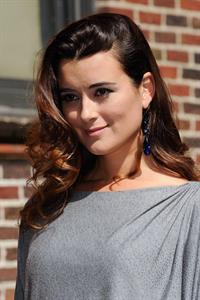 Cote De Pablo outside the Ed Sullivan Theater for Letterman on April 25, 2011 
