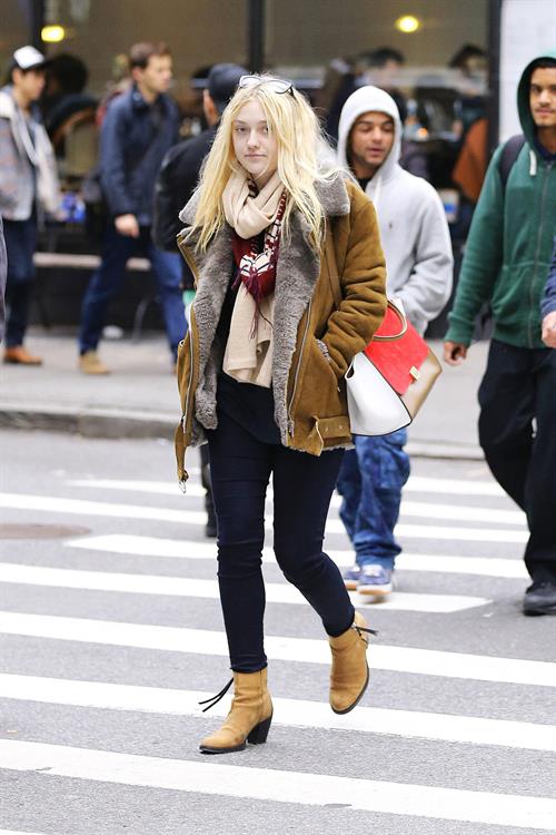 Dakota Fanning Jeans and Boots Out and About SoHo NYC (10/11/12) 