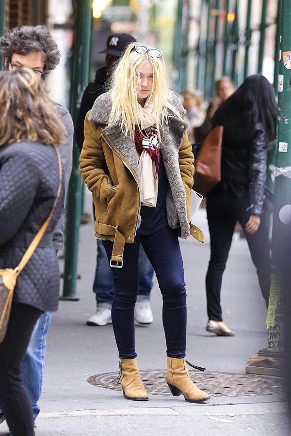 Dakota Fanning Jeans and Boots Out and About SoHo NYC (10/11/12) 