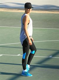 Delta Goodrem playing basketball with a friend in Los Angeles, California on November 3, 2013 