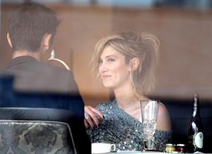 Delta Goodrem Spotted with boyfriend Darren McMullen and friends at Sydney's Park Hyatt Hotel, Sydney, Australia 