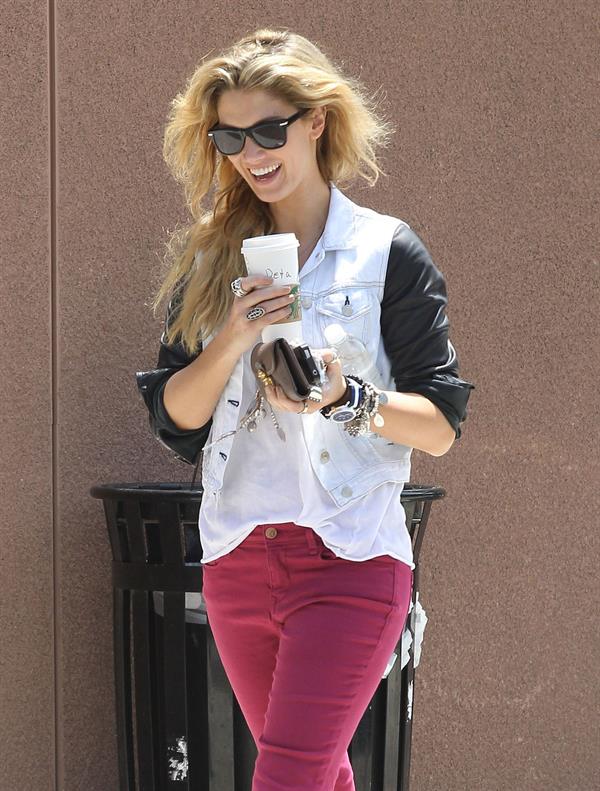 Delta Goodrem - Stopping to get a coffee on her way to work in Los Angeles, California - July 18, 2012