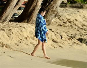 Demi Lovato and her bodyguard are spotted on the beach in Barbados April, 16 2013 