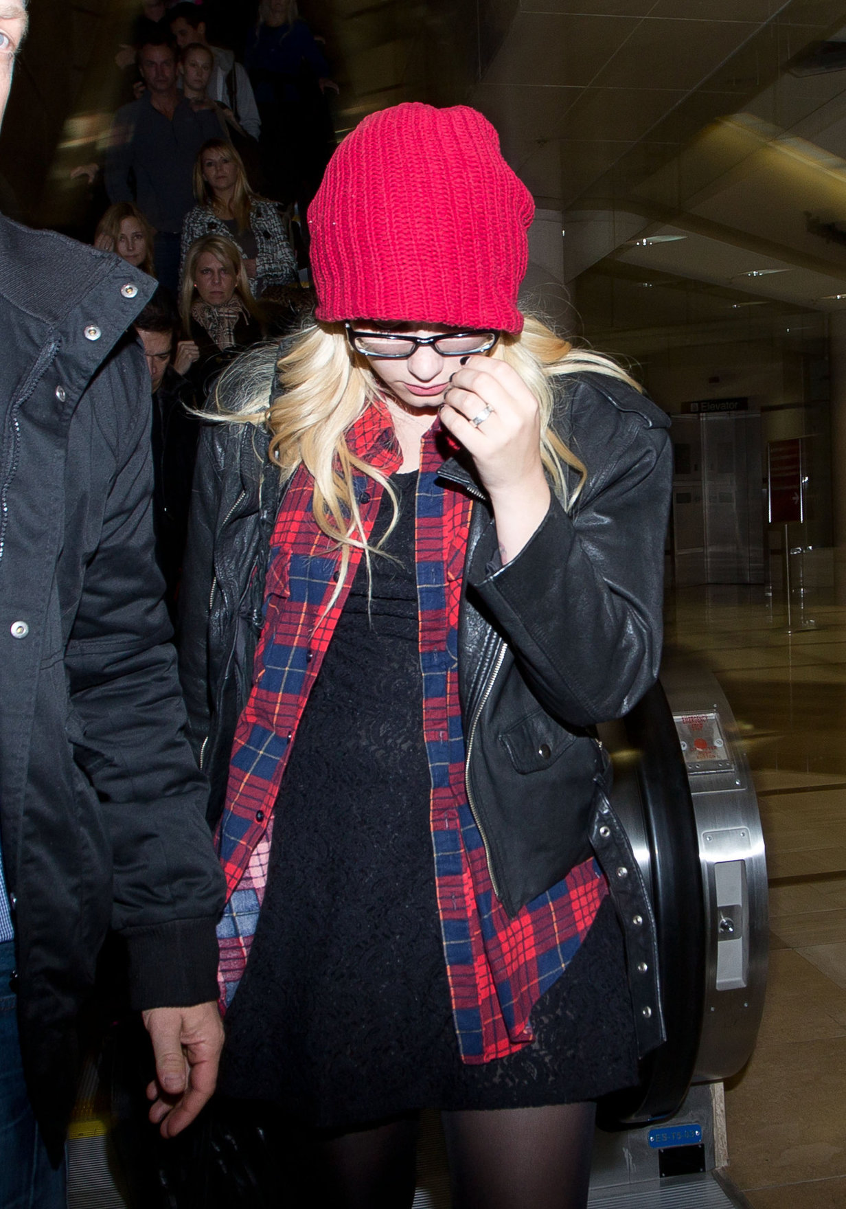 Demi Lovato cute in a red touque & specs @ LA/28/12