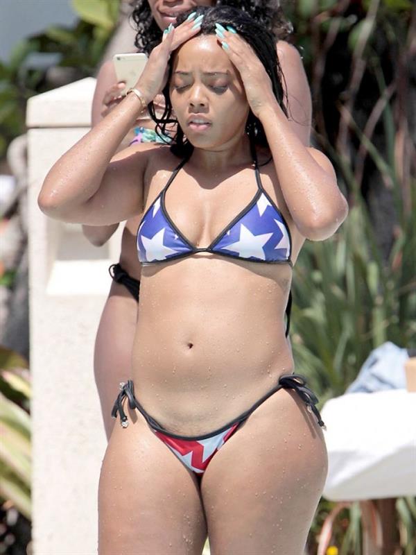 Angela Simmons in Miami in an American Flag Bikini