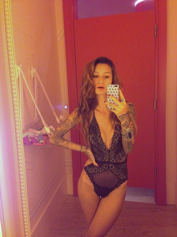 Jenah Yamamoto in lingerie taking a selfie