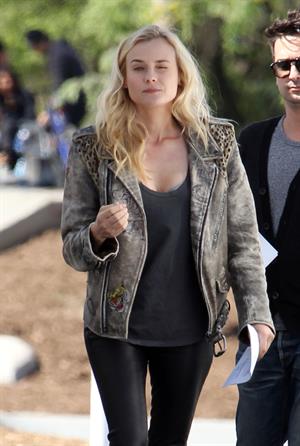 Diane Kruger On the set of her new Movie 'The Bridge' in Los Angeles on April 16, 2013 