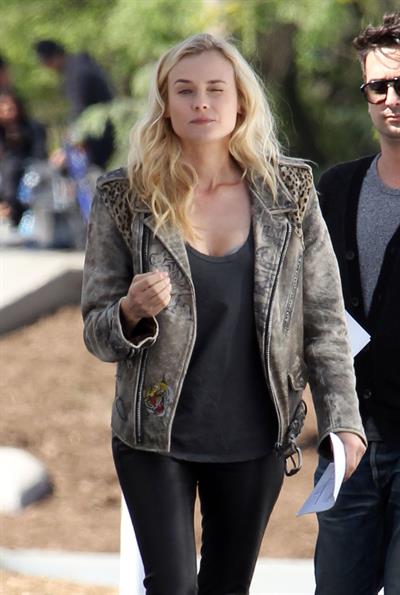 Diane Kruger On the set of her new Movie 'The Bridge' in Los Angeles on April 16, 2013 