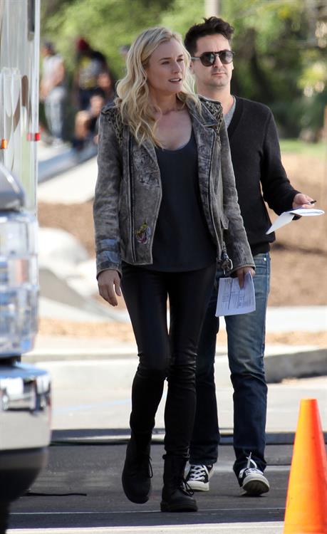 Diane Kruger On the set of her new Movie 'The Bridge' in Los Angeles on April 16, 2013 