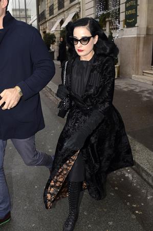 Dita Von Teese - Leaves Hotel Raphael in Paris 1/23/13  