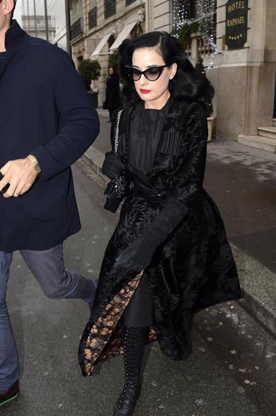 Dita Von Teese - Leaves Hotel Raphael in Paris 1/23/13  
