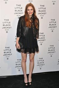 Elizabeth Olsen Chanel The Little Black Jacket - Karl Lagerfeld Photo Ehibition Dinner Party Milan, April 4, 2013 