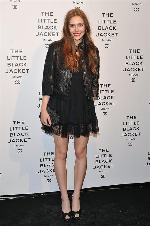 Elizabeth Olsen Chanel The Little Black Jacket - Karl Lagerfeld Photo Ehibition Dinner Party Milan, April 4, 2013 
