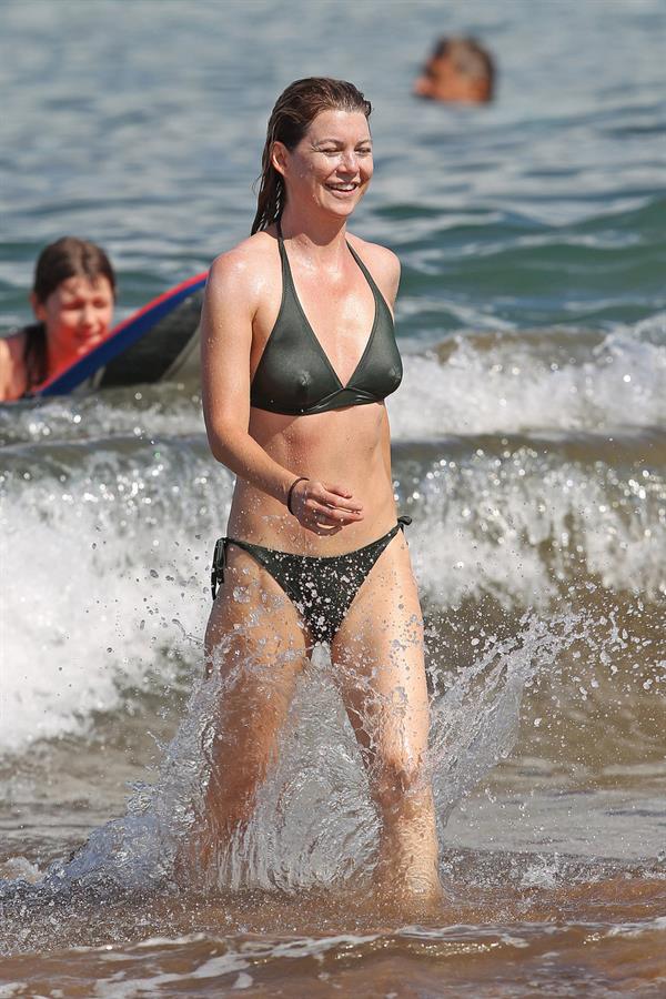 Ellen Pompeo - Wearing a sexy wet bikini on a beach in Maui (June 6, 2012)
