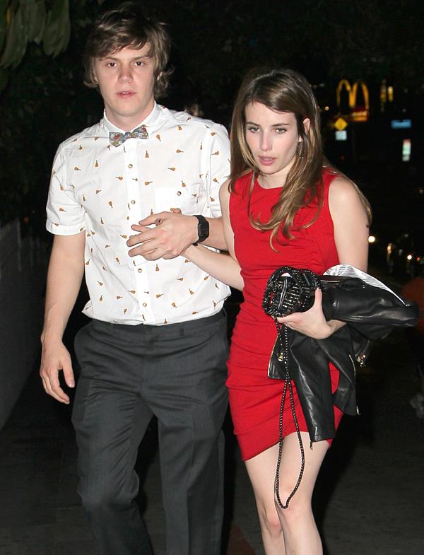 Emma Roberts in LA in a red dress 4/27/13  