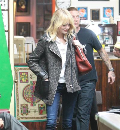 Emma Stone Stopped at Shamrock Tattoo - October 17, 2012 