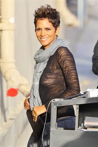 Halle Berry arrives for the Jimmy Kimmel Show in Los Angeles on March 20, 2013