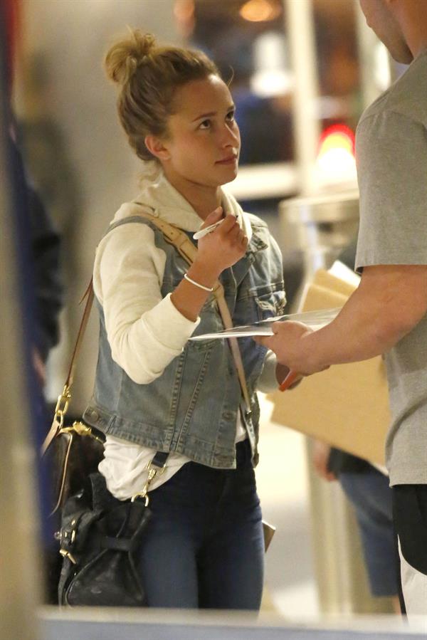 Hayden Panettiere arriving at LAX Airport and signing autographs on May 29, 2013