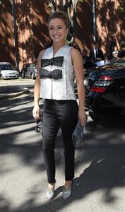 Hayden Panettiere arrives at the Giorgio Armani Fashion Show in Milan on June 25, 2013