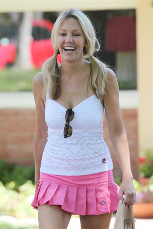 Heather Locklear - Playing with a pink dress Tennis in Malibu (Aug 1, 2012)
