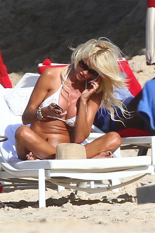 Victoria Silvstedt - white bikini in St. Barts 1/3/13  