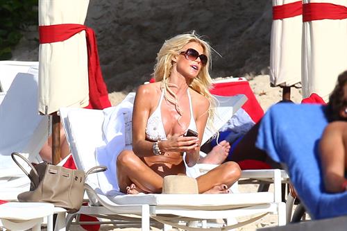 Victoria Silvstedt - white bikini in St. Barts 1/3/13  