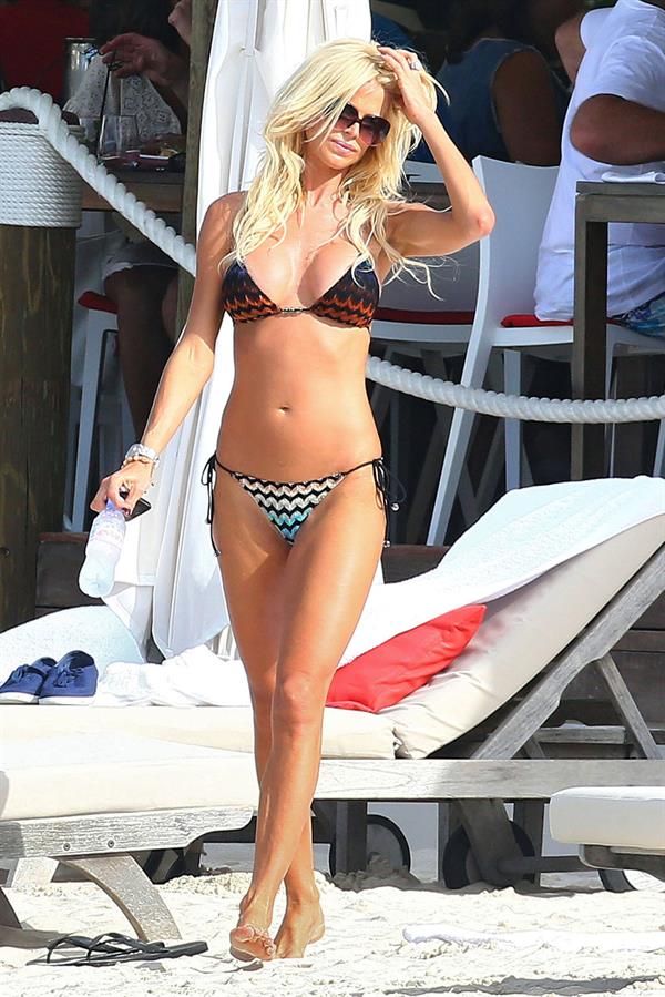 Victoria Silvstedt in a bikini on the beach in St. Barts 1/5/13