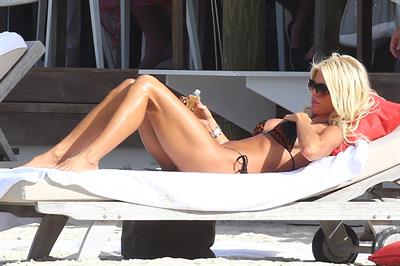 Victoria Silvstedt in a bikini on the beach in St. Barts 1/5/13