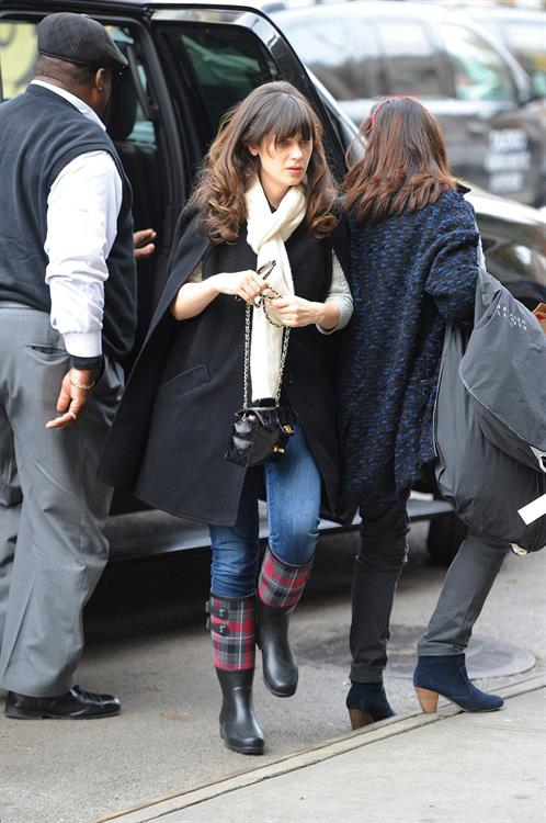 Zooey Deschanel seen out in SoHo holding a Chanel purse. November 16, 2012 
