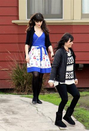 Zooey Deschanel on the set of 'New Girl in Los Angeles December 4, 2012 