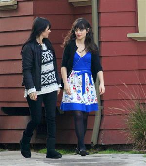 Zooey Deschanel on the set of 'New Girl in Los Angeles December 4, 2012 