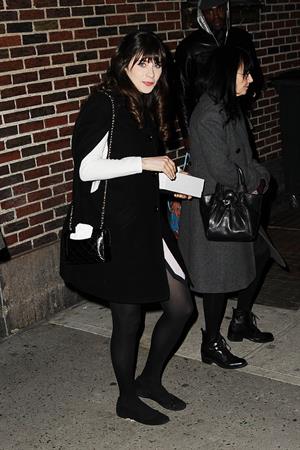 Zooey Deschanel Stops by Late Show with David Letterman in New York (November 15, 2012) 