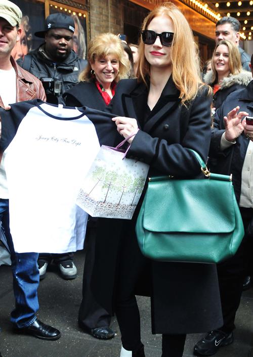 Jessica Chastain Pictures Jessica Chastain in New York City (30.01.2013) - The Heiress outside the Walter Kerr Theater