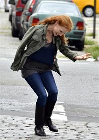 Jessica Chastain - The set of  The Disappearance of Eleanor Rigby  in New York City (13 Jul 2012)