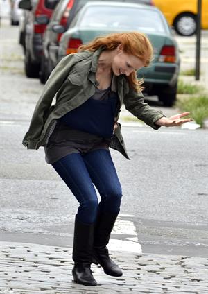 Jessica Chastain - The set of  The Disappearance of Eleanor Rigby  in New York City (13 Jul 2012)