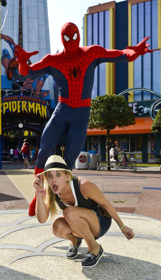Kaley Cuoco - Hanging with Spiderman at Universal Orlando 02.09.12